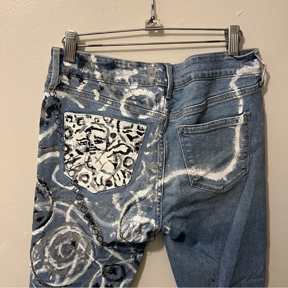 Upcycled Old Navy Super Skinny Mid Rise Jeans Women’s 10 - Picture 8 of 16